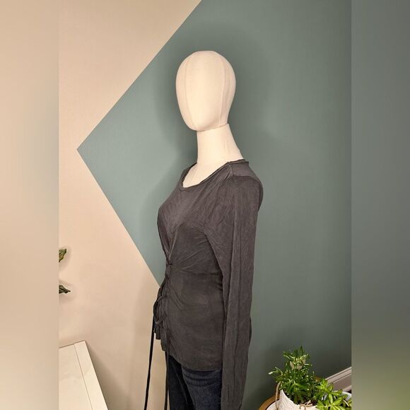 Project Social T Black Rio Long Sleeve Ruched Corset Top (Style #454651) Sm NWT - Picture 2 of 9